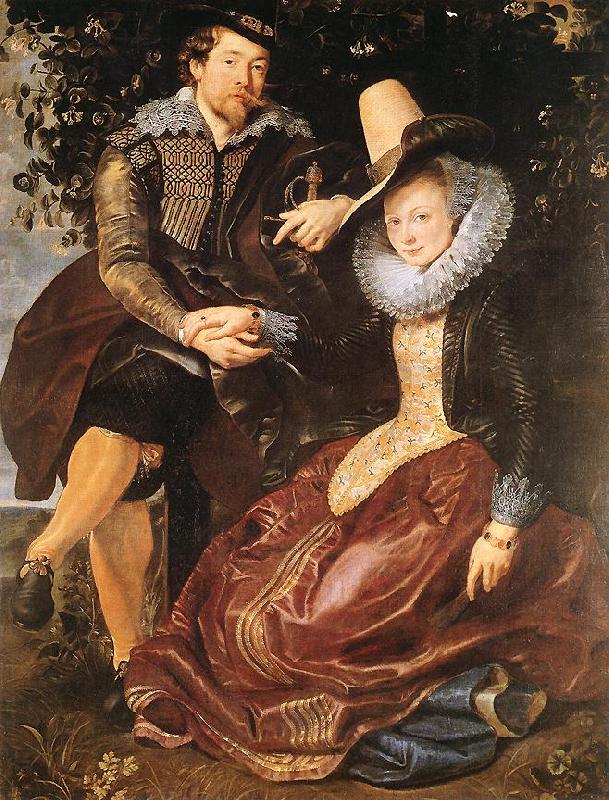 RUBENS, Pieter Pauwel The Artist and His First Wife, Isabella Brant, in the Honeysuckle Bower Sweden oil painting art